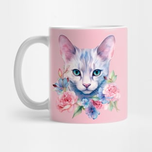 Watercolor romantic cat in flowers Mug